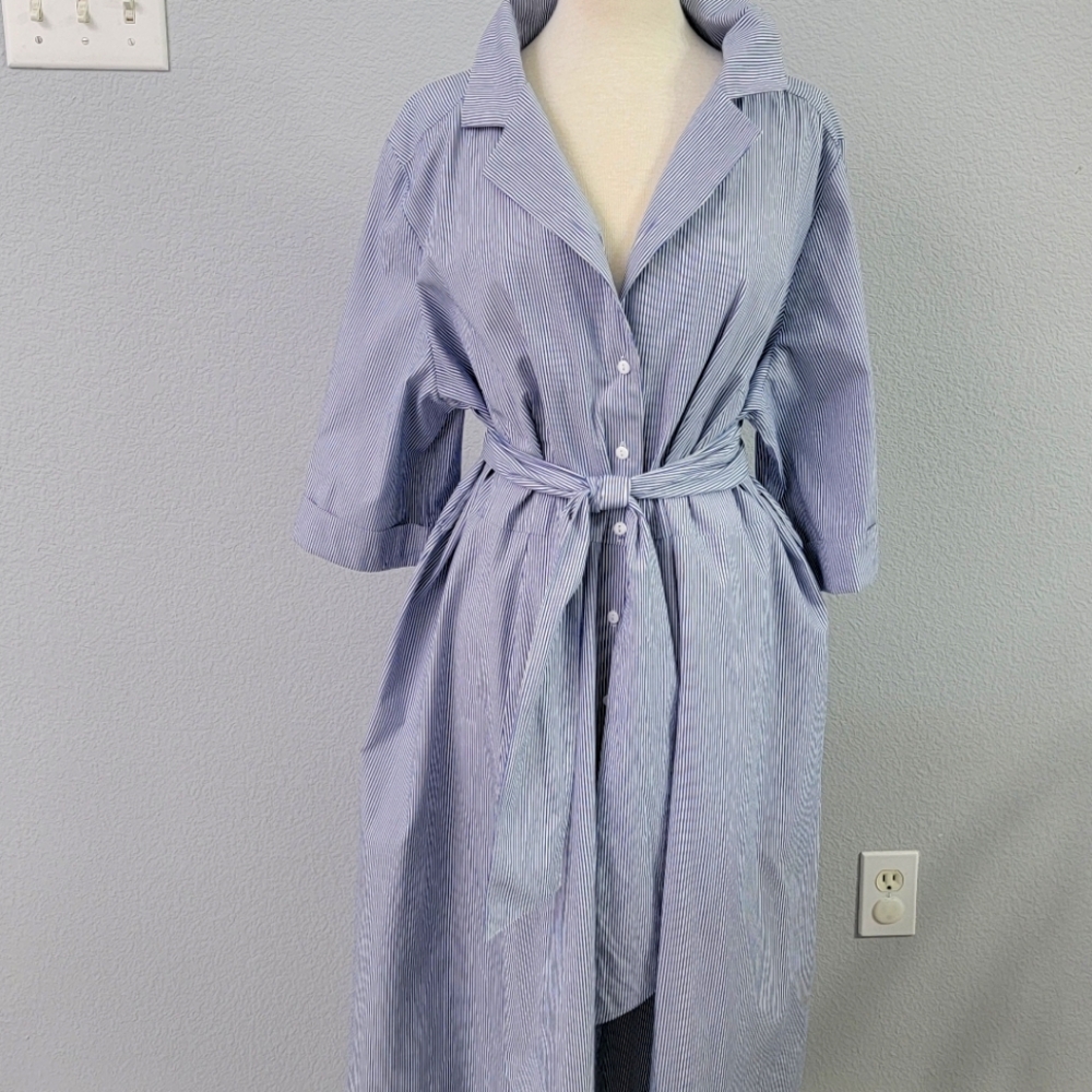 Lane Bryant blue and white shirt dress retro